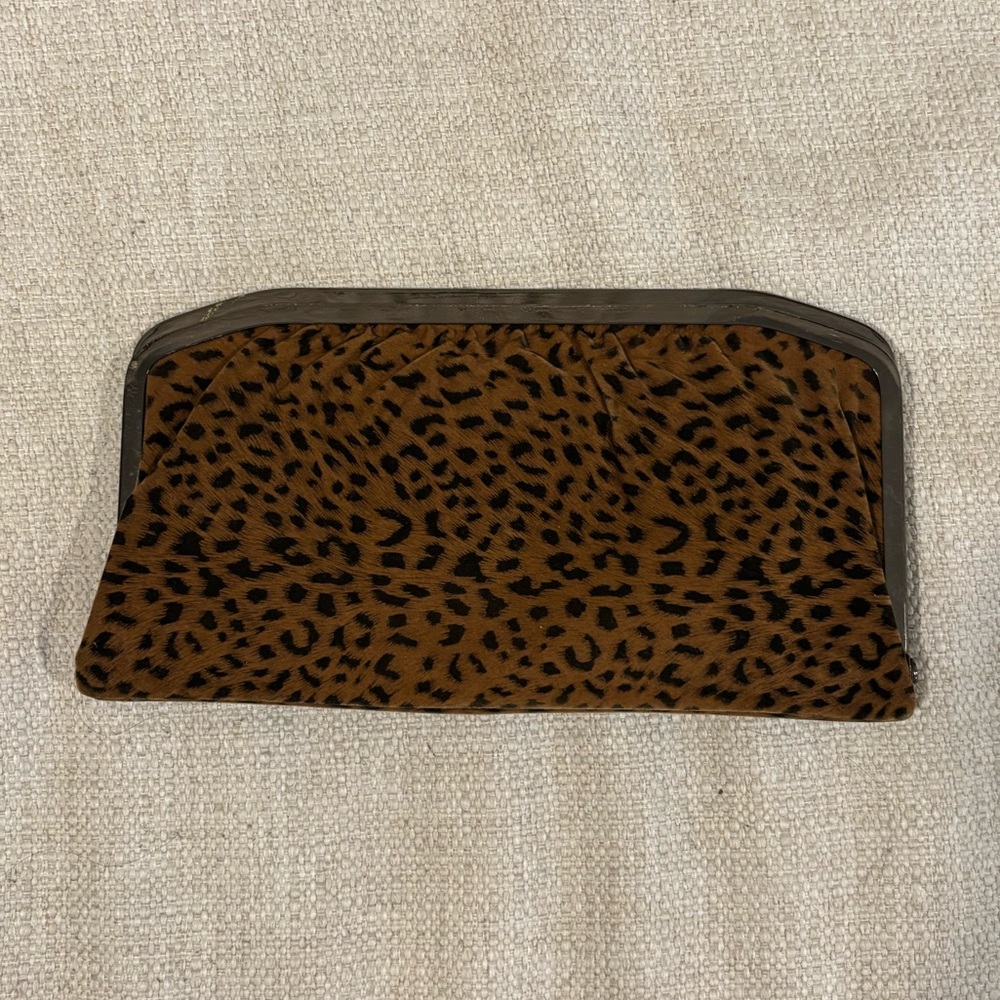 Vintage Animal Print Velvet Clutch